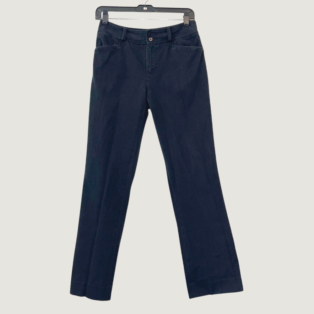 Lauren Ralph Lauren Petite Black Twill Straight Leg Pants Button Trousers 2P